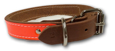 Oiled Leather and Blaze Orange Collar, with corrosion resistant roller buckle is perfect for your sportDog!