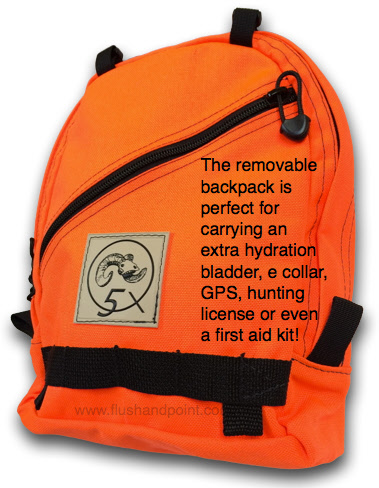 We have used Many strap vests- but none where the hydration backpack is removable- this makes the options endless as you quail or grouse or even pheasant hunt, the Centerfire vest can be configured in almost any way!